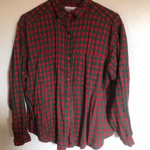 Vintage red and green super soft plaid shirt